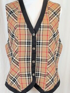 Vintage Nygård Woolmark Plaid Button Up Vest M size 6 us  Y2K